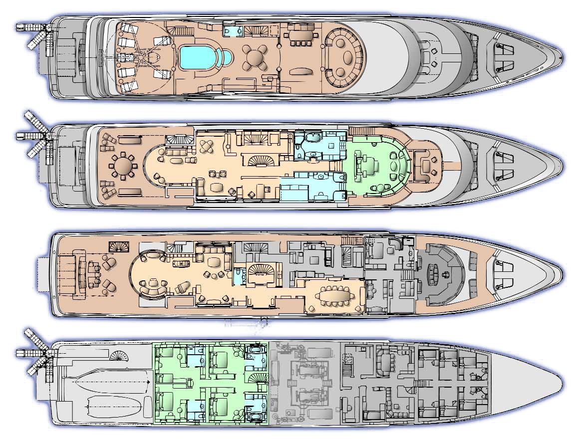 mega yacht floor plans